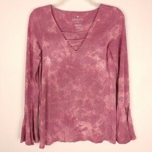 American Eagle Long Sleeve Tie Die Bell Sleeve